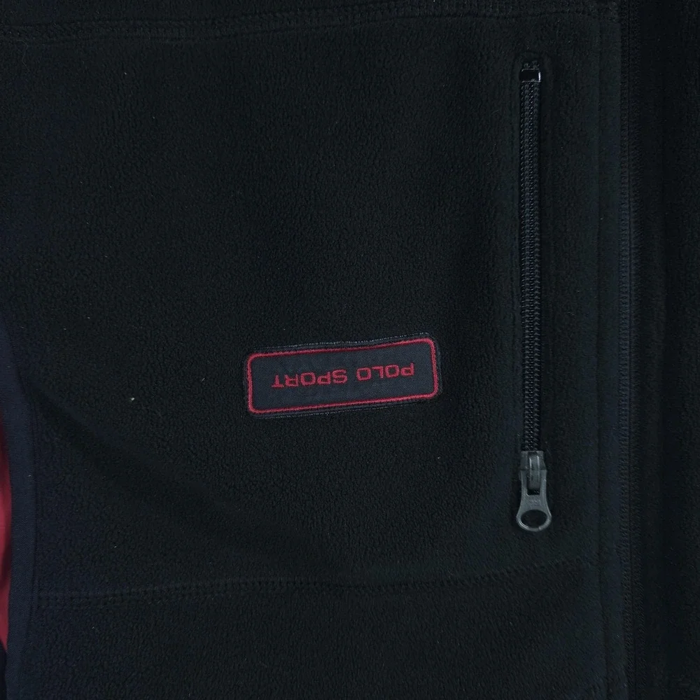 Polo Ralph Lauren Vest Mens Large Black Red Reversible Fleece Polartec Full Zip